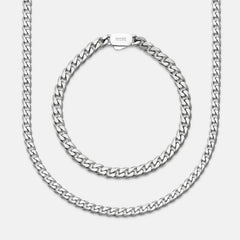6mm Curb Bracelet - Platinum - Medium