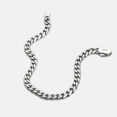 6mm Curb Bracelet - Platinum - Large