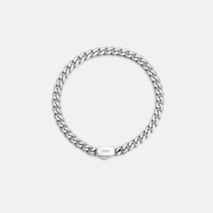 6mm Curb Bracelet - Platinum - Medium